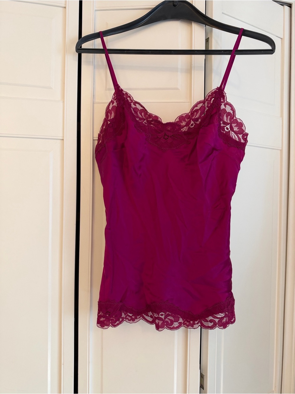 Fuchsia Lace-Trim Camisole Top - Women